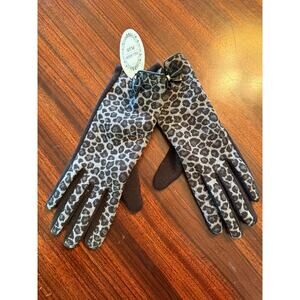 Full House Plus Black Gray Animal Print Fashion Gloves Bows One Size NWT